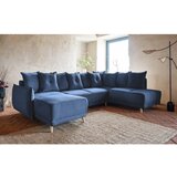 Miuform Tamno plava sklopiva kutna garnitura od samta (s desnim kutom/u obliku slova "U") Lazy Lukka – | shoptok.hr