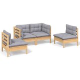 Maison Chic Seti vrtnega pohištva - Vrtna garnitura - Vrtni pohištvo set 4-delna s sivimi blazinami borovina, (21817207) Cene