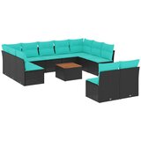  12-dijelni set vrtnih sofa s jastucima poliratan crni | shoptok.hr