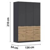 Modern Living Omara Za Oblačila Max, Temno Siva, Barva Hrasta | Shoptok.si