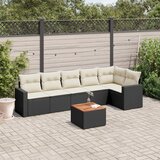 Maison Chic Seti vrtnega pohištva - Vrtna garnitura - Vrtni pohištvo set 7-delna z blazinami črn poli ratan, (21801446) | Shoptok.si