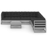 The Living Store Vrtna sedežna garnitura 8-delna z blazinami siva trdna borovina - Vrtna Sedežna Garnitura, (21422164) | Shoptok.si