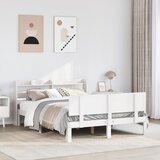Maison Chic Posteljni okvir - Dvoposteljna postelja - Zakonska postelja z vzglavjem bel 150x200 cm trdna borovina, (21694194) | Shoptok.si