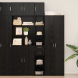 vidaXL Omarica za shranjevanje Slim Črn hrast 30x42.5x225 cm Umetni les Cene