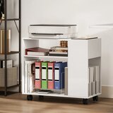  Stalak/stol za pisač s podijeljenim odjeljkom i prostorom za pohranu za uredsku upotrebu 70 x 34 x 60 cm bijeli | shoptok.hr