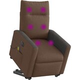 vidaXL Električni masažni naslonjač na podizanje od tkanine smeđi | shoptok.hr