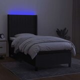  Box spring postelja z vzmetnico LED črna 90x200 cm blago, (20790539) | Shoptok.si