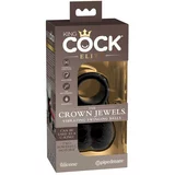 King Cock Elite Crown Jewels - njišući testis, vibrirajući prsten za penis (crni)