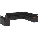  The Living Store Vrtna sedežna garnitura 11-delna z blazinami črn poli ratan - Vrtna Sedežna Garniture, (21443592) | Shoptok.si