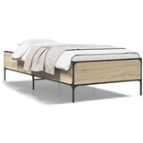 vidaXL Posteljni okvir sonoma hrast 90x190 cm inženirski les in kovina | Shoptok.si