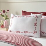 Catherine Lansfield Rdeča/bela enojna posteljnina 135x200 cm Bow Embroidery – | Shoptok.si