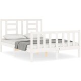 Maison Chic Posteljni okvir - Dvoposteljna postelja - Zakonska postelja z vzglavjem bel trden les-J15766, (21776877) | Shoptok.si