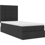 vidaXL Otomanski posteljni okvir z vzmetnico črn 90x200 cm blago, (21607475) | Shoptok.si