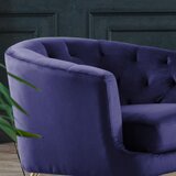 Modern Living fotelj chesterfield lita, modra, žamet | Shoptok.si