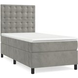 Krevet box spring s madracem LED svjetlosivi 90x200 cm baršun | Eponuda.com