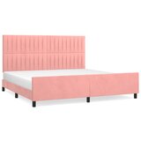 The Living Store Posteljni okvir z vzglavjem roza 200x200 cm žamet - Posteljni Okvir Z Vzglavjem, (21491814) | Shoptok.si
