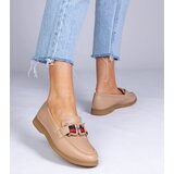 Gemre Beige eco-leather loafers with ornament Kalenda | shoptok.hr