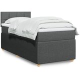 vidaXL Box spring postelja z vzmetnico temno siva 90x190 cm blago | Shoptok.si