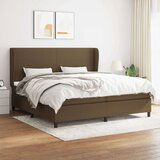 vidaXL Box spring postelja z vzmetnico temno rjav 200x200 cm blago, (20899253) | Shoptok.si