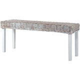  Klupa bijela 110 cm prirodni ratan kubu i masivno drvo mahagonija | shoptok.hr