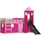  Krevet na kat s toboganom i zavjesama ružičasti 90 x 190 cm | shoptok.hr