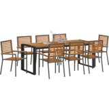  Set za blagovanje u vrtu s 9 komada Siva Poli Ratan Akacija | shoptok.hr