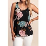 Fenzy Top S Cvjetnim Printom, Crni | shoptok.hr