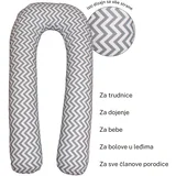 Jastuk za trudnice i dojenje FAMILY Zig Zag, 300cm, Belo-sivi