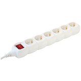 Home produžni kabl, 6 utičnice, prekidač, 1.5mm², 3 met, beli - nv 6K-3/WH/1,5