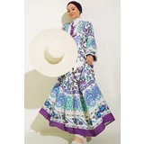 Bigdart 2423 Authentic Patterned Dress - Lilac