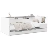 vidaXL Dnevna postelja s predali bela 100x200 cm inženirski les