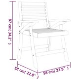  Vrtne stolice 4 kom 58 x 58 x 87 cm od masivnog bagremovog drva - 4 | shoptok.hr
