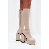 Boto Women's Ankle Boots On A Heel And Platform Light Beige Yavira | Shoptok.si