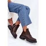 Boto Insulated Low Women's Ankle Boots With Decoration On Zipper Brown Lavira | Eponuda.ba