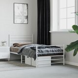 Maison Chic Kovinski Posteljni okvir - Enojna postelja - Postelja za odrasle z vzglavjem in vznožjem bel 100x190 cm, (21697348) | Shoptok.si