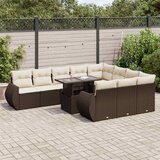  11-dijelni set vrtnih sofa od poliratana s jastucima smeđi | shoptok.hr