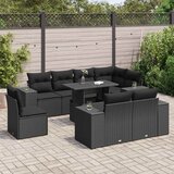 9-dijelni set vrtnih sofa s jastucima crni od poliratana Cijene