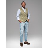 Ombre Fitted men's structured knit vest with lapels - olive | Shoptok.si