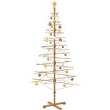 vidaXL Drveno božićno drvce s stalakom Smeđa 210 cm bambus | shoptok.hr