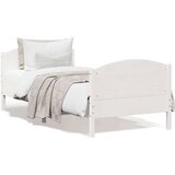 vidaXL Posteljni okvir z vzglavjem bel 100x200 cm trdna borovina | Shoptok.si