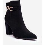 Boto FB2 Leather Boots On Heel With Ornament Black Lymall Cijene