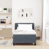 vidaXL Okvir kreveta s madracem tamno sive boje 90x200 cm baršun | shoptok.hr