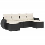  6-dijelni set vrtnih sofa s jastucima crni od poliratana Crna 55 x 55 x 37 cm | shoptok.hr
