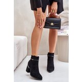 Kesi Insulated women's ankle boots with heel with decorative strap Vinceza black Cijene