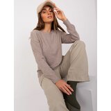 Fashion Hunters Dark beige classic sweater with long sleeves Cene