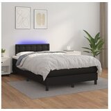  Box spring postelja z vzmetnico LED črna 120x200cm umetno usnje | Shoptok.si