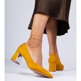 D/CEO marka niezdefiniowana Yellow pumps on an elegantly decorated block heel Karry | ePonuda.com