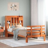 vidaXL Knjižna postelja brez ležišča vošč. rjava 90x200 cm borovina | Shoptok.si