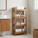  Polica za kupaonicu Prirodna 45 x 30 x 97 cm Čvrsto teak drvo | shoptok.hr