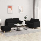  3-dijelni set sofa s jastucima crni od tkanine | shoptok.hr